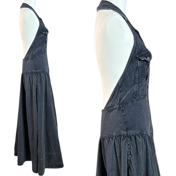 Free People Soundwave Denim Halter Maxi Dress in Black Size Small Bohemian - Picture 8 of 11